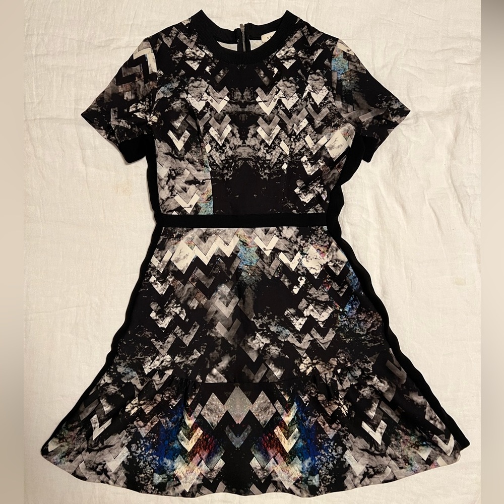 Sandro Geometric Print Dress (Black)